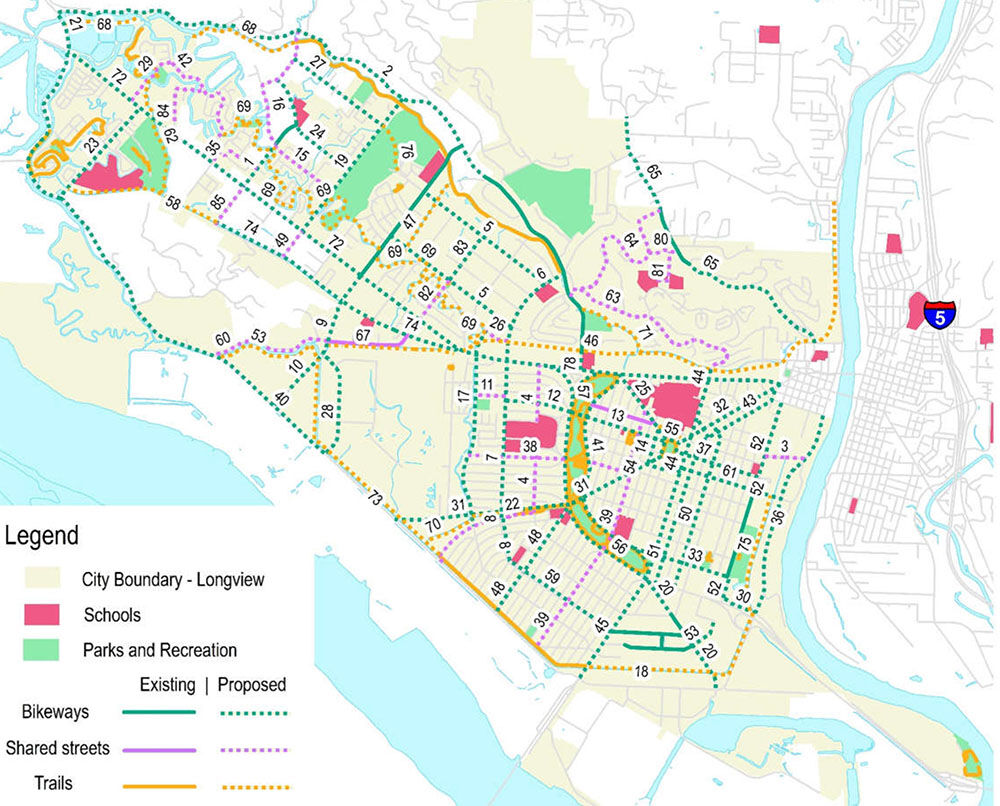 Proposed bike and pedestrian paths